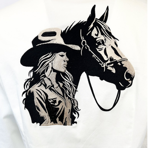 Camisa Western para Mujer, Color Crema, Cierre de Perlas, Ribete Estampado, Estilo Vaquero, Manga Larga, Bolsillo con Diseño de Dientes de Sierra, Retro, Personalizada - Product Image 6