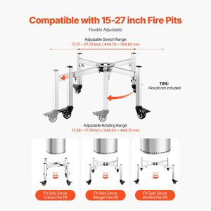 Supporto Regolabile per Braciere Moderno da 15-27 Pollici con 4 Ruote per Solo Stove Bonfire Yukon Outsi per Combustibile in Legno - Product Image 2