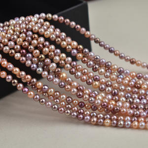 4-5m Natural Freshwater Pearl <b>Necklace</b> with Mixed <b>Candy</b> Colors Small Near-Circular Beads on a Collarbone Chain - Product Image 1