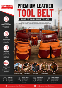 Heavy Duty Leather <b>Tool</b> <b>Belt</b> | Professional Carpenter <b>Tool</b> Pouch | Adjustable Work <b>Belt</b> | Multi Pocket <b>Tool</b> Holder | OEM Availab - Product Image 3