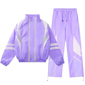 <b>Women</b> Lightweight Nylon Windbreaker Zipper Tracksuits 100% Polyester Oversized Long Sleeve Windbreaker <b>Jacket</b> & Jogger Pant Sets - Product Image 3