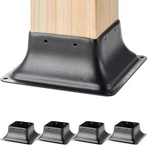 4x4 Standard Decking <b>Post</b> Base 4Pcs Heavy Duty Powder-Coated Steel <b>Post</b> <b>Bracket</b> 3.6"x3.6" Internal for Porch Handrail Railing - Product Image 1