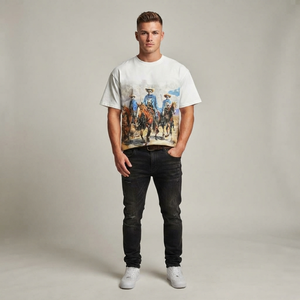 เสื้อยืดพิมพ์ลายกราฟิกแบบกำหนดเอง สไตล์วินเทจสุดเทรนดี้ แขนสั้น ผ้าเจอร์ซีย์คอตตอน 100% สำหรับใส่ได้ทั้งชายและหญิงในช่วงฤดูร้อน - Product Image 4