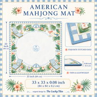 Tapis de Mahjong Américain Personnalisé en Néoprène Premium Antidérapant, Pliable, Moderne, Bleu Vert Tropical Palm Beach, 33 Pouces, Vente en Gros