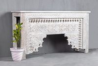Table indienne Antique sculptée à la main, meuble de décoration de luxe rustique, blanc délavé à la main, décoration de bureau
