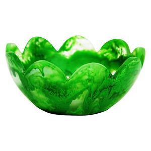 Bol en résine polie écologique vert pétale fait à la main, vaisselle moderne pour la cuisine, la salle à manger, les fêtes, vaisselle de qualité supérieure - Product Image 1