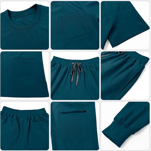 Ensemble d'uniformes médicaux pour infirmières, hauts à col rond, pantalons de jogging à cordon de serrage, tissu extensible doux, ensemble d'uniformes pour infirmières pour clinique - Product Image 5