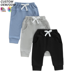 Pantalon décontracté respirant pour bébés garçons, coupe droite, en tissu molletonné uni, poches latérales, taille élastique avec cordon de serrage, ODM - Product Image 1
