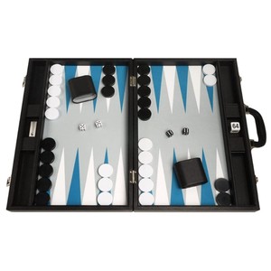 Luxury Leather Backgammon Set <b>Large</b> Board Game 15 Inch Portable Travel Leather Backgammon Table Case with Dice for Adults <b>Gift</b> - Product Image 1