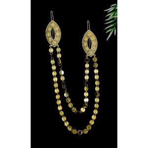 Pasador de Pelo Tradicional Chapado en Oro Antiguo con Cadena Larga para Mujer, Accesorio para el Cabello de Novia, Boda, Fiesta, Estilo Árabe, Africano, Medio Oriente - Product Image 6