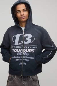 เสื้อฮู้ดซิปแบบเรียบ ไม่มีลาย พิมพ์โลโก้ด้วยระบบดิจิทัล ผ้าย้อมสีพื้น น้ำหนัก 370gsm/430gsm ทรงโอเวอร์ไซส์ สำหรับผู้ชาย เหมาะสำหรับฤดูหนาว - Product Image 4