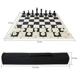 Jeu d'échecs pliable 51 cm x 51 cm avec pièces en plastique et étui de transport noir 53,5 cm x 9,5 cm pour jeu en intérieur et en extérieur - Product Image 5