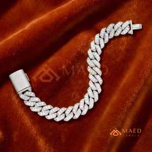 Silver <b>Iced</b> <b>Out</b> Cuban Link Bracelet Moissanite Fine <b>Chain</b> Link Bracelet Pulsera Cubana De Lujo Para Hombre Mujer - Product Image 1