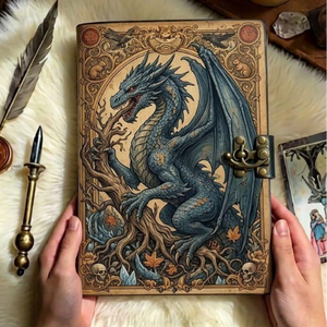 Diario de Cuero Vintage Dragon, Libro de Sombras, Grimorio, Diario de Escritura de Cuero Genuino Hecho a Mano, Cuaderno de Regalo de Fantasía - Product Image 3