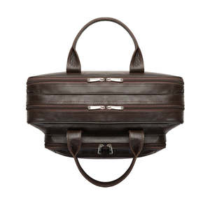 Professional Dark Brown Leather Office <b>Bag</b> with Padded Laptop Sections and Durable Zipper Closures Wholesale Supply - Product Image 4