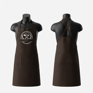 Delantal de Chef Premium de Lona de Mezcla de Algodón de 280 GSM, Marrón, con Tirantes Cruzados Ajustables en la Espalda, Bolsillos Delanteros y Logotipo Personalizado Serigrafiado - Product Image 1