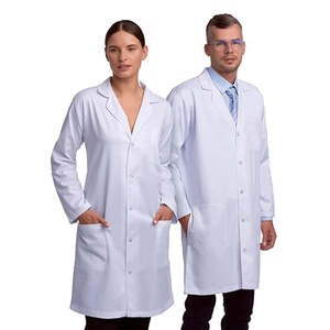 Blouse de travail unisexe OEM 2026 pour infirmière, taille plus, blouse de pharmacie, blouse de laboratoire, col en V, avec poches - Product Image 3