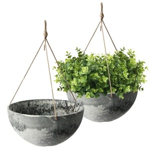 Pot de fleurs suspendu noir moderne avec chaîne pour plantes d'intérieur et d'extérieur, design minimaliste, matériau PP, forme circulaire - Product Image 6