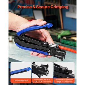 Kit Crimpatore per Cavi Coassiali con 30 Connettori F-Type RG6, Kit di Compressione per Connettori RF Coassiali, Spellafili per Installazioni RF - Product Image 4