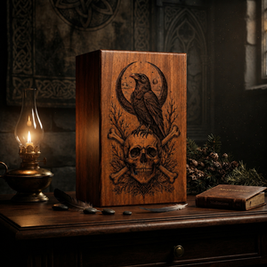 Natural Wood <b>Memorial</b> Urn Engraved Cremation Keepsake <b>Box</b> Rustic Funeral Tribute Case - Product Image 5