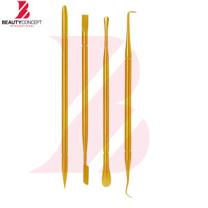 Vente en gros de pinces à cuticules et repousse-cuticules en acier inoxydable doré avec logo personnalisé, outils de manucure de précision pour experts - Product Image 6
