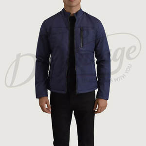 Mens Navy Blue Stand Collar <b>Padded</b> Jacket Casual Slim Fit Warm Quilted <b>Buffer</b> Coat Lightweight Windproof Winter Outwear - Product Image 1