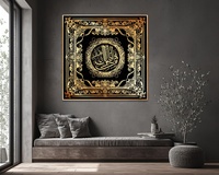 Vente en gros de calligraphie islamique dorée, peinture de luxe, impressions sur toile, huile d'art mural pour projets hôteliers