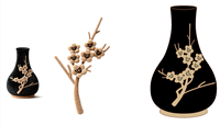 Jouet en peluche personnalisé style chinois, branche de fleur de prunier brodée, détails brodés, finition vernie mate