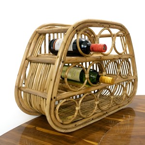 Liquor holder cabinet rattan countertop rack <b>stand</b> sustainable cane spirit soft <b>drink</b> bottle racks - Product Image 4