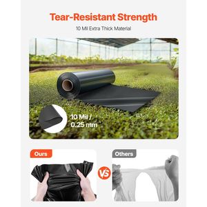 20FT X 100FT rotolo foglio di plastica nera resistente 10 Mil polietilene di spessore che copre barriera al vapore multiuso per vespaio - Product Image 2