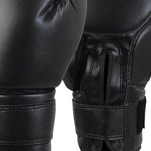 New Custom Logo High Quality Breathable Black <b>Hook</b> Loop Boxing Gloves Unisex Cowhide Leather Polyester Stylish Design Outdoor - Product Image 4
