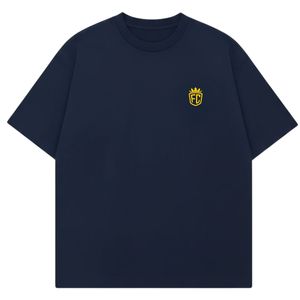 Camiseta de Hombre Azul Marino Oversize de Manga Corta con Cuello Redondo de Algodón Estilo Casual Urbano con Logo Pequeño en el Pecho para Verano - Product Image 2