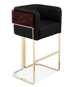 Taburete de Bar Ajustable de Terciopelo Gris Moderno, Patas de Metal Doradas, Diseño de Respaldo con Estructura de Red, Tapicería de Cuero PU - Product Image 5