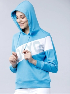 Sudadera Azul para Mujer, Diseño Color Block, Corte Regular, Estilo Casual, 100% Algodón Tejido, Estilo Otoñal - Product Image 3