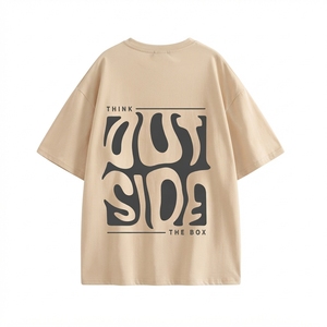 T-shirt imprimé surdimensionné à manches courtes pour homme, col rond, en jersey de coton rose, décontracté - Product Image 3