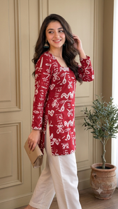 Tunique décontractée pour femme à col carré, manches longues, imprimé floral, en coton respirant, pour tous les jours, printemps, été, automne, hiver - Product Image 6