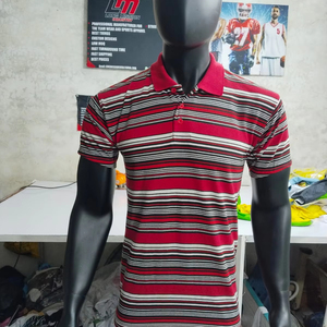 เสื้อโปโลลายทางแบบเรียบง่ายเสื้อสตรีทแวร์และสถานที่สาธารณะของผู้ชายเสื้อโปโลผ้าฝ้ายระบายอากาศ100% ตรงจากโรงงาน - Product Image 6