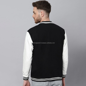 Nardon Apparel Custom Logo Varsity <b>Jacket</b> Leather Sleeves Embroidery Black Couple College Baseball <b>Men's</b> <b>Jacket</b> Varisty <b>Jacket</b> - Product Image 2