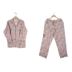 Ensemble de pyjama pour femme, imprimé floral sexy, imprimé jaipuri, 100% coton, taille élastique, imprimé numérique, lavable en machine, hiver - Product Image 1