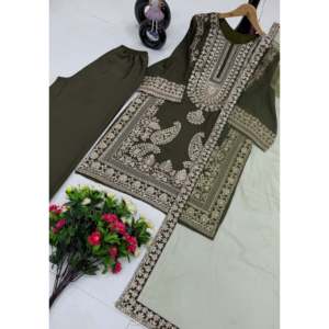 Conjunto de Diseño Artesanal con Top, Pantalón Plazzo y Dupatta con Cintura Natural - Product Image 5
