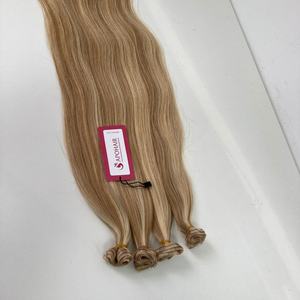 Vente en gros extensions de cheveux humains lisses à trame plate Remy double tirage Mix couleur piano teint à la machine double trame - Product Image 2