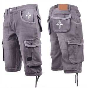 Pantalones Cortos de Mezclilla para Hombre, de Alta Calidad, con Estampado de Serigrafía, Estilo Jeans, de Pierna Ancha, Material Spandex/Poliéster - Product Image 1