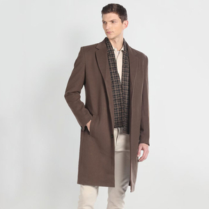 <b>Men's</b> <b>Long</b> Wool Overcoat Notched Lapel Single Breasted Brown Regular Fit Outerwear Solid color <b>men's</b> <b>coat</b> - Product Image 4
