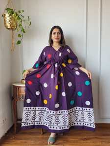 Robe Kaftan en Coton Imprimé pour Femme, Style Floral Ethnique Bohème, Tenue de Plage et de Vacances, Coupe Ample Maxi, Vêtement d'Été - Product Image 3
