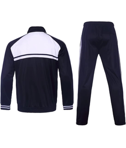 HIGHSPARK ENTERPRISES Survêtement léger réversible coupe-vent pour homme, bleu marine et blanc, avec blocs de couleur, fermeture éclair intégrale et col montant, style sportif - Product Image 3