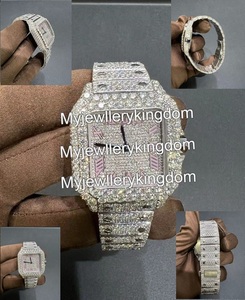 Luxury Men's Full Iced Out Square <b>Case</b> Mechanical <b>Watch</b> with Moissanite & Stainless Steel Band 10 Bar Water Resistance No Clasp - Product Image 1