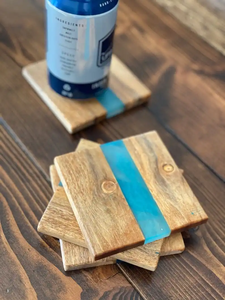 <b>Top</b> Selling Handmade Mango Wood Epoxy <b>Resin</b> Art & Collectible Coasters with Holder Set by FAIZA CRAFT - Product Image 5