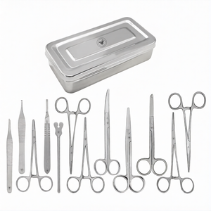 Ensemble d'instruments de chirurgie mineure de 13 pièces, kit chirurgical en acier inoxydable, ciseaux, pinces, porte-aiguilles réutilisables avec boîte de rangement - Product Image 2