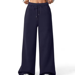 กางเกงจ็อกเกอร์ทรงบานสำหรับผู้หญิง ขายส่ง ผ้าโพลีเอสเตอร์/คอตตอนผสม ระบายอากาศได้ดี เนื้อผ้านุ่ม สวมใส่สบาย ทรงหลวม ขากว้าง ทรงตรง กางเกงวอร์ม ลดราคาฤดูหนาว - Product Image 4