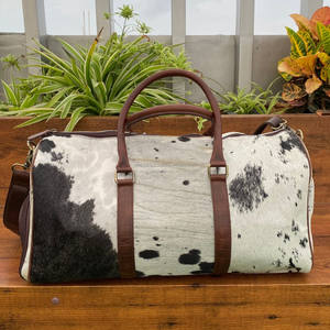 Venta al por mayor personalizada Tooled Leather Weekender Duffle Bag Bolsas de lona de viaje de cuero de vaca genuino Bolsas de equipaje de noche para mujeres - Product Image 6